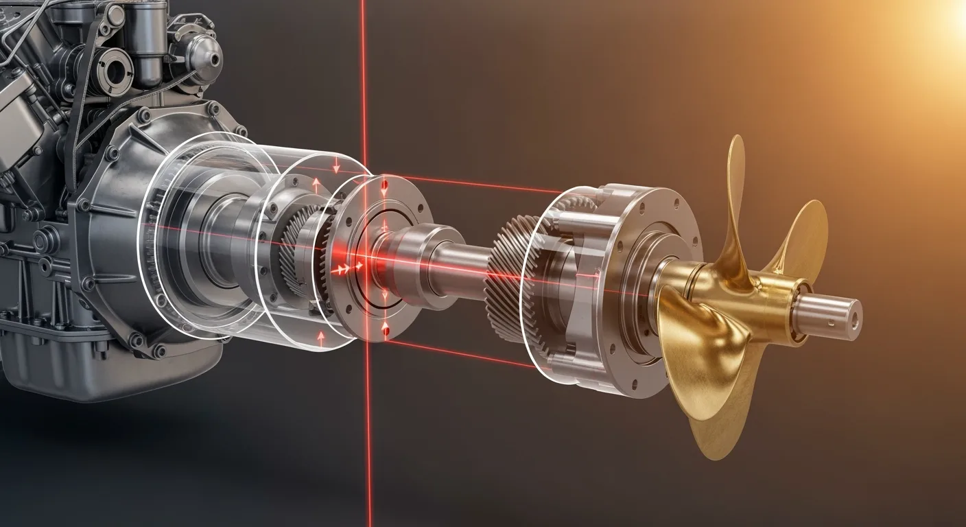 3D technical illustration of main engine alignment