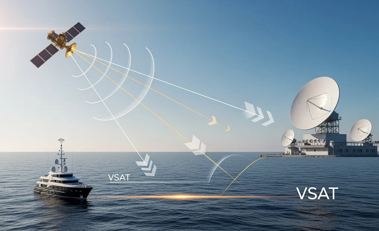 how a yacht’s VSAT system works